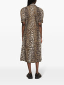 Ganni Leopard Print Organic Cotton Midi Nederdel