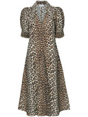 Ganni Leopard Print Organic Cotton Midi Nederdel