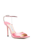 Jimmy Choo Saeda 100 Crystal Embellished Satin Heel Sandals