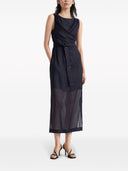 Brunello Cucinelli Cotton Pinstriped Dress With Shiny Details