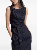 Brunello Cucinelli Cotton Pinstriped Dress With Shiny Details