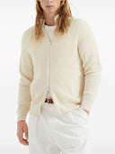 Brunello Cucinelli Ribbed Stitch Cotton Zipped Cardigan