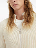 Brunello Cucinelli Ribbed Stitch Cotton Zipped Cardigan