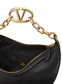Valentino Garavani V Logo Mond kleiner Leder -Hobo -Tasche