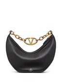 Valentino Garavani V Logo Mond kleiner Leder -Hobo -Tasche