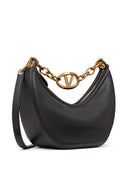 Valentino Garavani V Logo Mond kleiner Leder -Hobo -Tasche