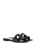 Gucci Gg Cut Out Leather Flat Sandals