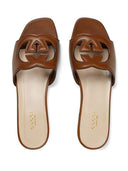 Gucci Gg Cut Out Leather Flat Sandals