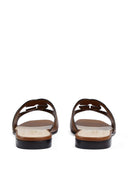 Gucci Gg Cut Out Leather Flat Sandals