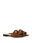Gucci Gg Cut Out Leather Flat Sandals