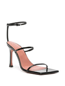 Amina Muaddi Maya Patent Leather Heel Sandals