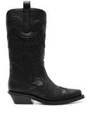Ganni Mid Shaft Embroidered Western Boot