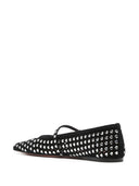Amina Muaddi Ane Crystal Heart Suede Ballet Flats