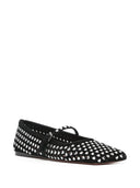Amina Muaddi Ane Crystal Heart Suede Ballet Flats