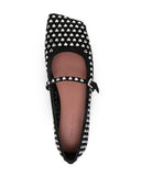 Amina Muaddi Ane Crystal Heart Suede Ballet Flats