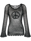 Erl Womens Hand Crochet Peace Top Knit