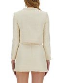 Chaqueta boucle de autorretrato con perlas