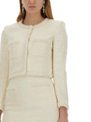 Chaqueta boucle de autorretrato con perlas