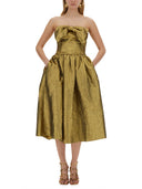 Vestido de jacquard midi metálico de autorretrato