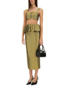 Self Portrait Metallic Jacquard Midi Skirt