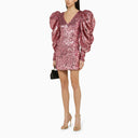 Drehen Sie Birger Christensen Fuchsia Recycling Polyester Mini -Kleid mit Pailletten