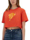 Moschino Jeans Ice Cream Print Cropped T Shirt