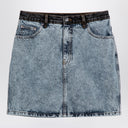 Rotate Birger Christensen Patchwork Mini Skirt In Organic Denim