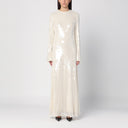 Rotate Birger Christensen Ivory Long Dress With Sequins