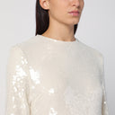 Rotate Birger Christensen Ivory Long Dress With Sequins