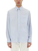 Versace Striped Shirt med silke Trykt Insert