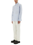Versace Striped Shirt med silke Trykt Insert