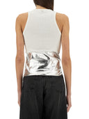 Rabanne ribbed top med piercing applikation