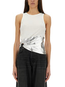 Rabanne ribbed top med piercing applikation