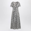 Ruota Birger Christensen Abito midi chiffon grigio chiaro con paillettes