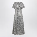 Ruota Birger Christensen Abito midi chiffon grigio chiaro con paillettes