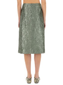 Dries Van Noten Falda midi de satén fruncida