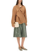 Dries Van Noten Falda midi de satén fruncida