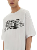 Versace Jeans Couture Zebra Rhinestone Logo T Shirt