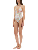 Missoni Zick Zag Lamé ein Stück Badeanzug