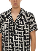 Camisa de pijama de estampado de Balmain Monogram