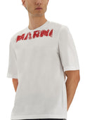 Marni -Baumwoll -T -Shirt mit Maxi -Druck