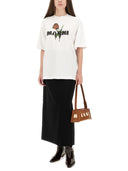 Marni White Cotton T Shirt With Tulip Print