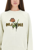 Marni weiße Baumwoll -Sweatshirt mit Tulpendruck