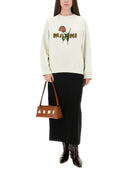 Marni weiße Baumwoll -Sweatshirt mit Tulpendruck