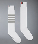 Thom Browne Mid Calf Socks W/ 4 Bar In Lightweight Cotton