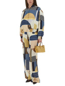 Pantalones de seda con estampado de mosaico Fendi