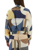 Chaqueta de bombardero de seda fendi con estampado de mosaico