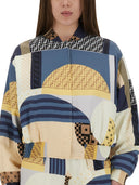 Chaqueta de bombardero de seda fendi con estampado de mosaico