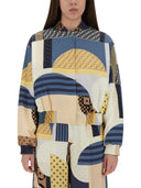 Chaqueta de bombardero de seda fendi con estampado de mosaico