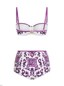 Traje de baño de bikini estampado de Dolce & Gabbana Majolica